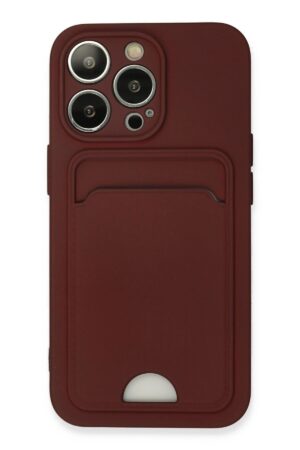 iPhone 13 Pro Kılıf Kelvin Kartvizitli Silikon - Bordo-(5796)