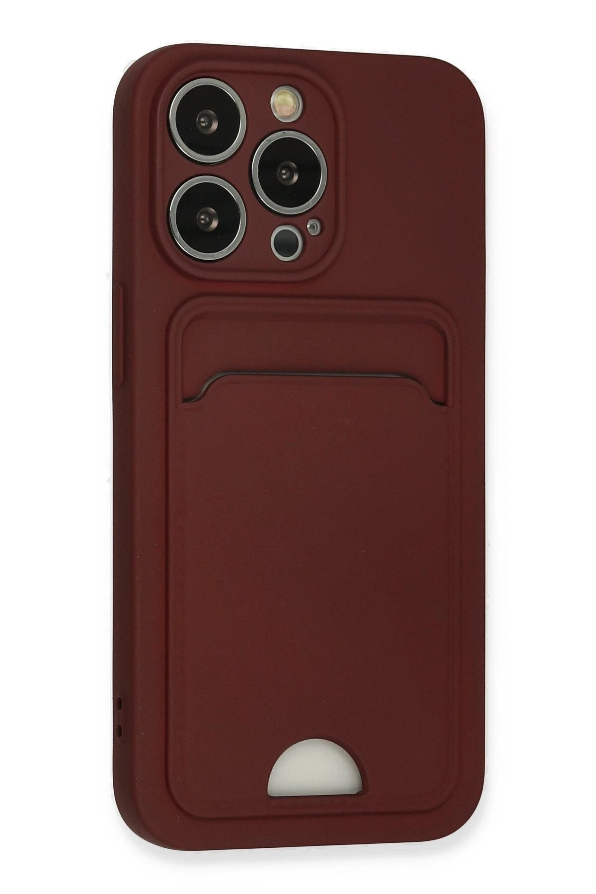 iPhone 13 Pro Kılıf Kelvin Kartvizitli Silikon - Bordo-(5796) - Görsel 2