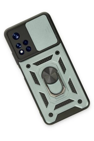 Xiaomi Redmi Note 11T Kılıf Pars Lens Yüzüklü Silikon - Yeşil-(5796)