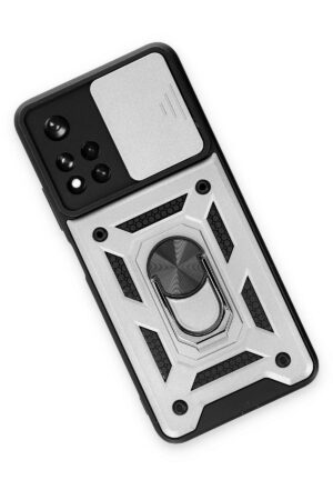 Xiaomi Redmi Note 11T Kılıf Pars Lens Yüzüklü Silikon - Gümüş-(5796)