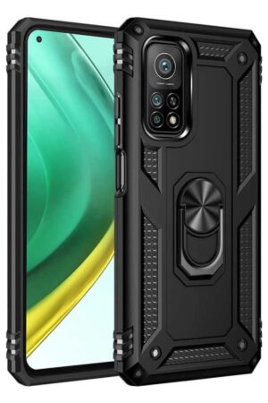 Xiaomi Mi 10T Pro Kılıf Sofya Yüzüklü Silikon Kapak - Siyah-(5796)