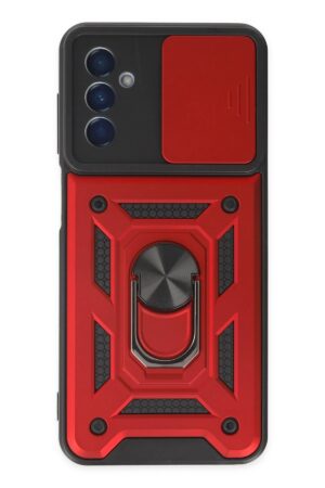 Samsung Galaxy M13 Kılıf Pars Lens Yüzüklü Silikon - Kırmızı-(5796)