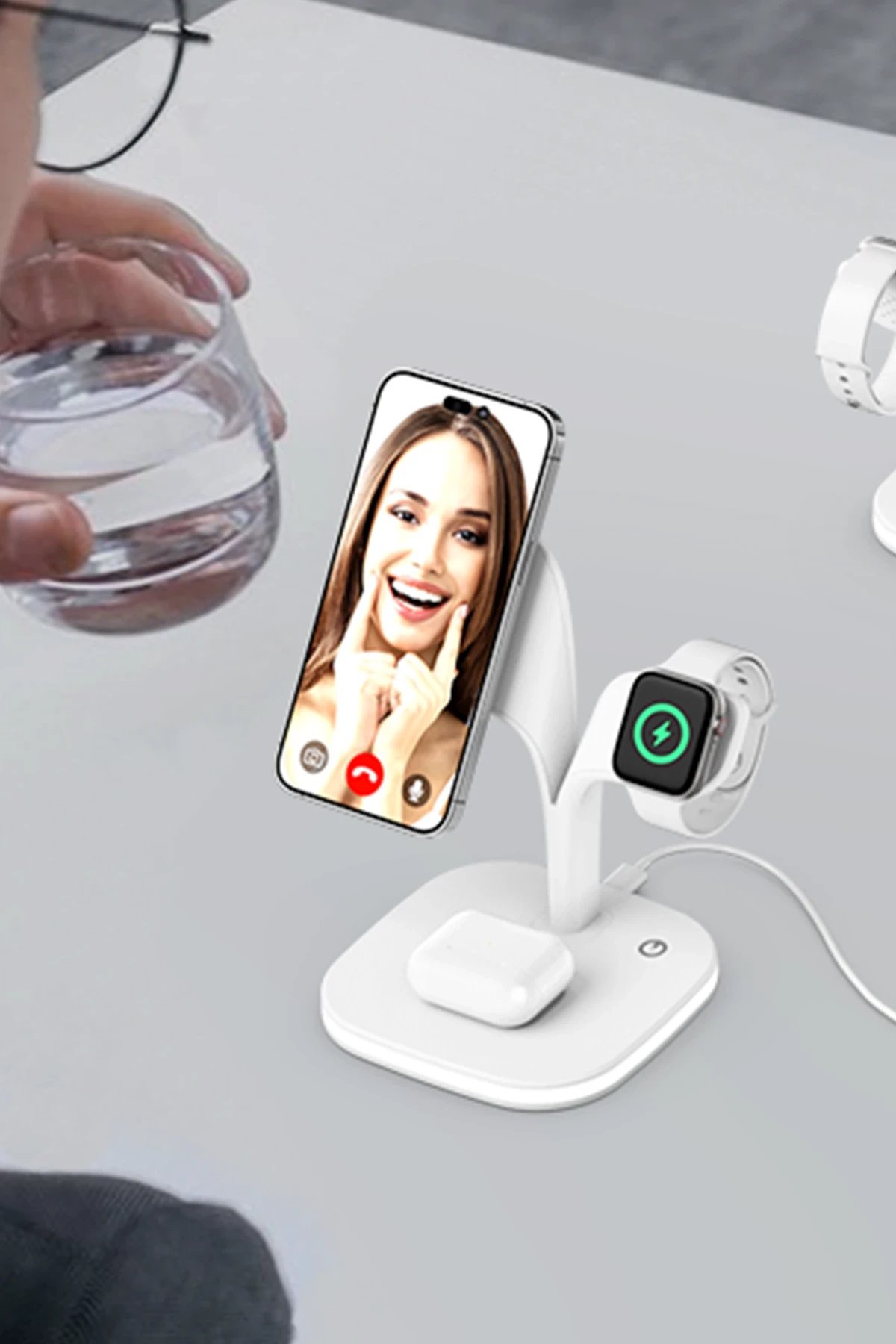 YM-UD22 Kablosuz Şarj Masaüstü Set - Beyaz-(5796) - Görsel 2