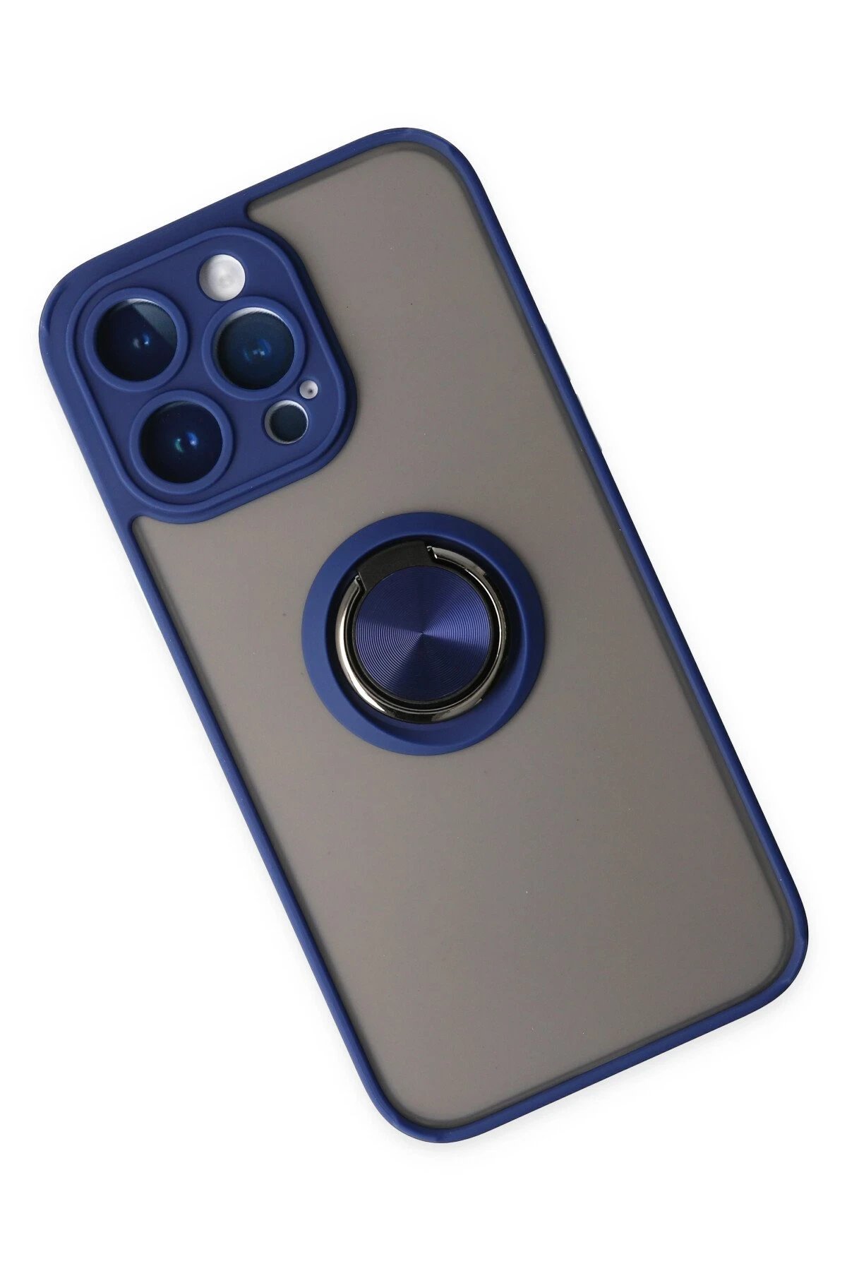 iPhone 14 Pro Kılıf Montreal Yüzüklü Silikon Kapak - Lacivert-(5796) - Görsel 3