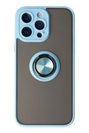 iPhone 14 Pro Max Kılıf Montreal Yüzüklü Silikon Kapak - Buz Mavi-(5796)