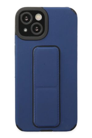 iPhone 14 Plus Kılıf Mega Standlı Silikon - Mavi-(5796)
