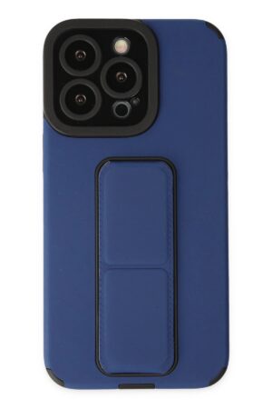 iPhone 14 Pro Kılıf Mega Standlı Silikon - Mavi-(5796)