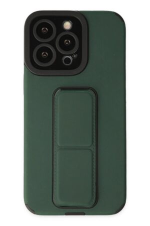 iPhone 14 Pro Kılıf Mega Standlı Silikon - Yeşil-(5796)