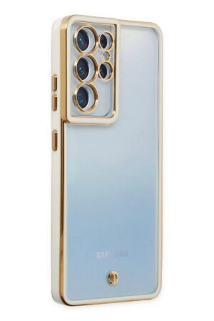 Samsung Galaxy S21 Ultra Kılıf Liva Lens Silikon - Beyaz-(5796)
