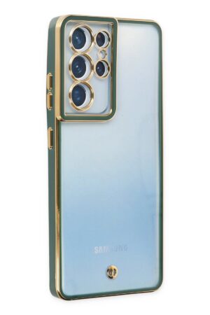 Samsung Galaxy S21 Ultra Kılıf Liva Lens Silikon - Yeşil-(5796)