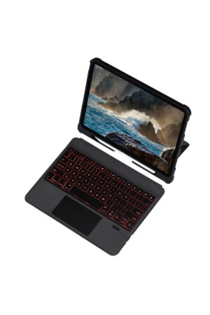 T5209D iPad Pro 12.9 (2021) Kılıf İnter Ledli Klavyeli Tablet Kılıfı - Siyah-(5796)
