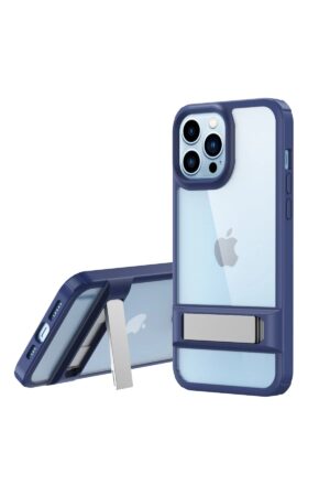 iPhone 13 Pro Max Kılıf Rolet Stand Kapak - Lacivert-(5796)