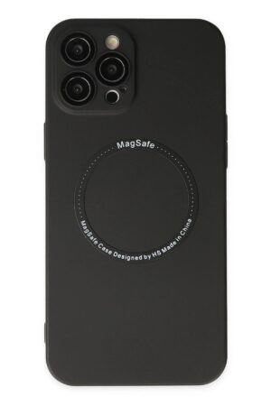 iPhone 12 Pro Kılıf Jack Magneticsafe Lens Silikon - Siyah-(5796)