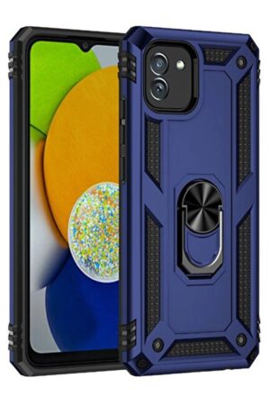 Samsung Galaxy A03 Kılıf Sofya Yüzüklü Silikon Kapak - Lacivert-(5796)