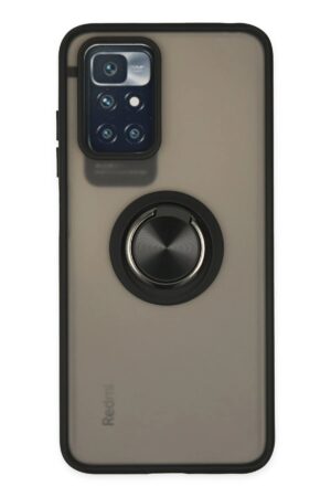 Xiaomi Redmi 10 2022 Kılıf Montreal Yüzüklü Silikon Kapak - Siyah-(5796)