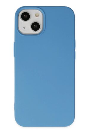 iPhone 14 Plus Kılıf Nano içi Kadife Silikon - Mavi-(5796)