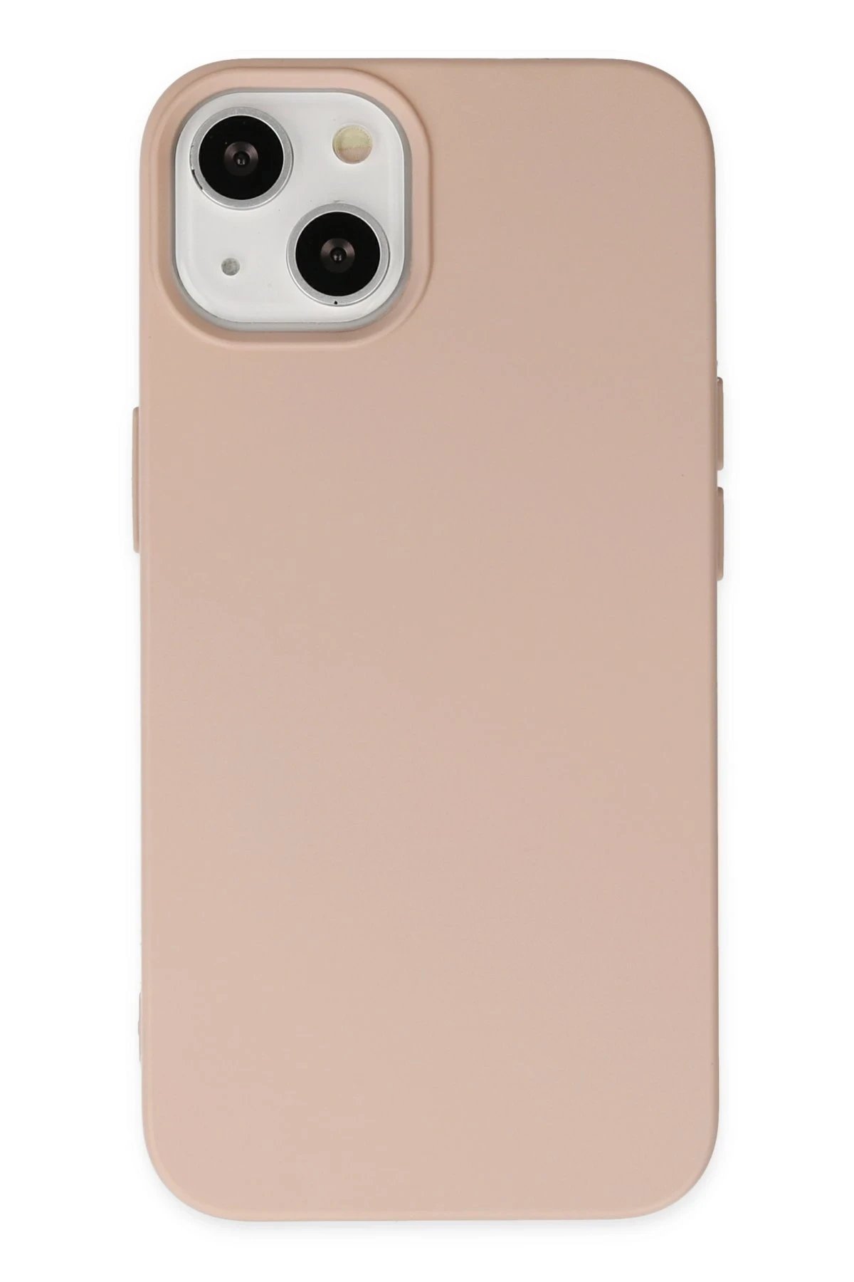 iPhone 14 Plus Kılıf Nano içi Kadife Silikon - Pudra-(5796)