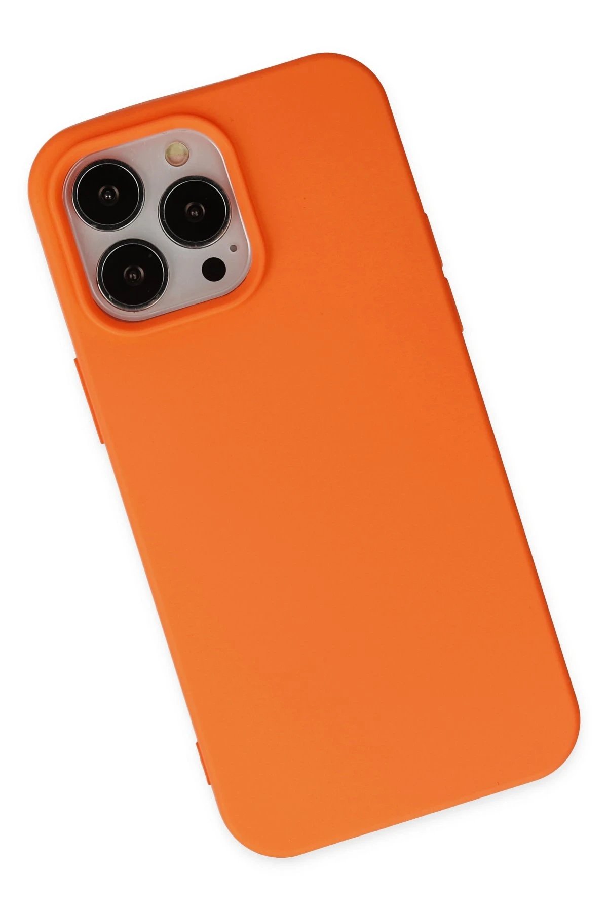 iPhone 14 Pro Kılıf Nano içi Kadife Silikon - Turuncu-(5796) - Görsel 3