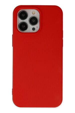 iPhone 14 Pro Max Kılıf Nano içi Kadife Silikon - Kırmızı-(5796)