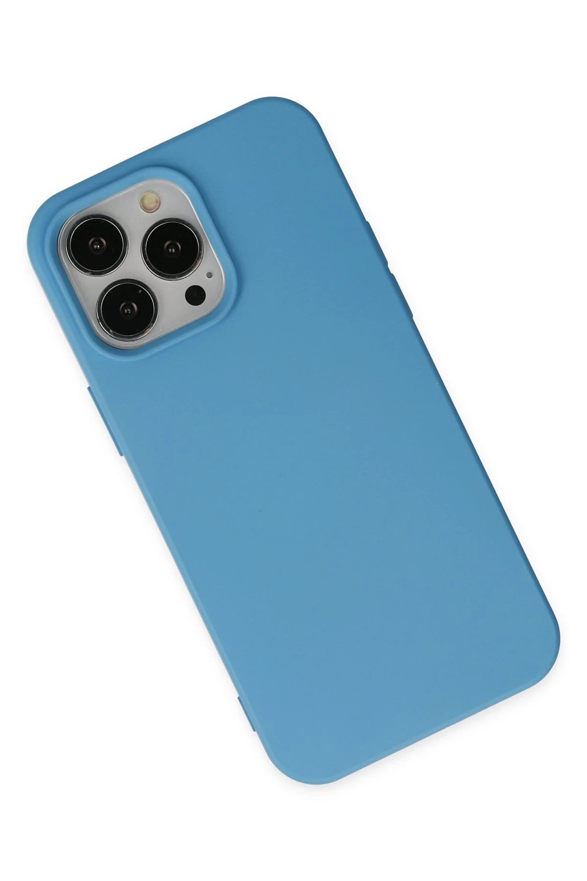 iPhone 14 Pro Max Kılıf Nano içi Kadife Silikon - Mavi-(5796) - Görsel 3