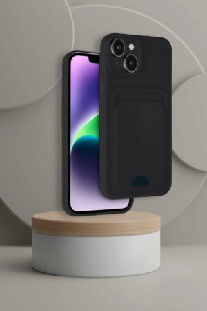 iPhone 14 Kılıf Kelvin Kartvizitli Silikon - Siyah-(5796)