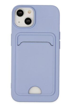 iPhone 14 Plus Kılıf Kelvin Kartvizitli Silikon - Lila-(5796)