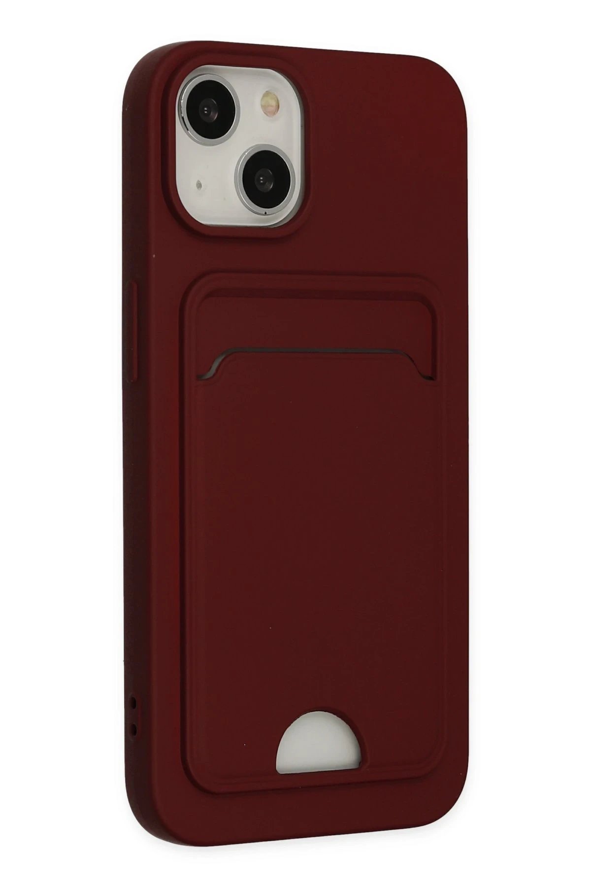 iPhone 14 Plus Kılıf Kelvin Kartvizitli Silikon - Bordo-(5796) - Görsel 2