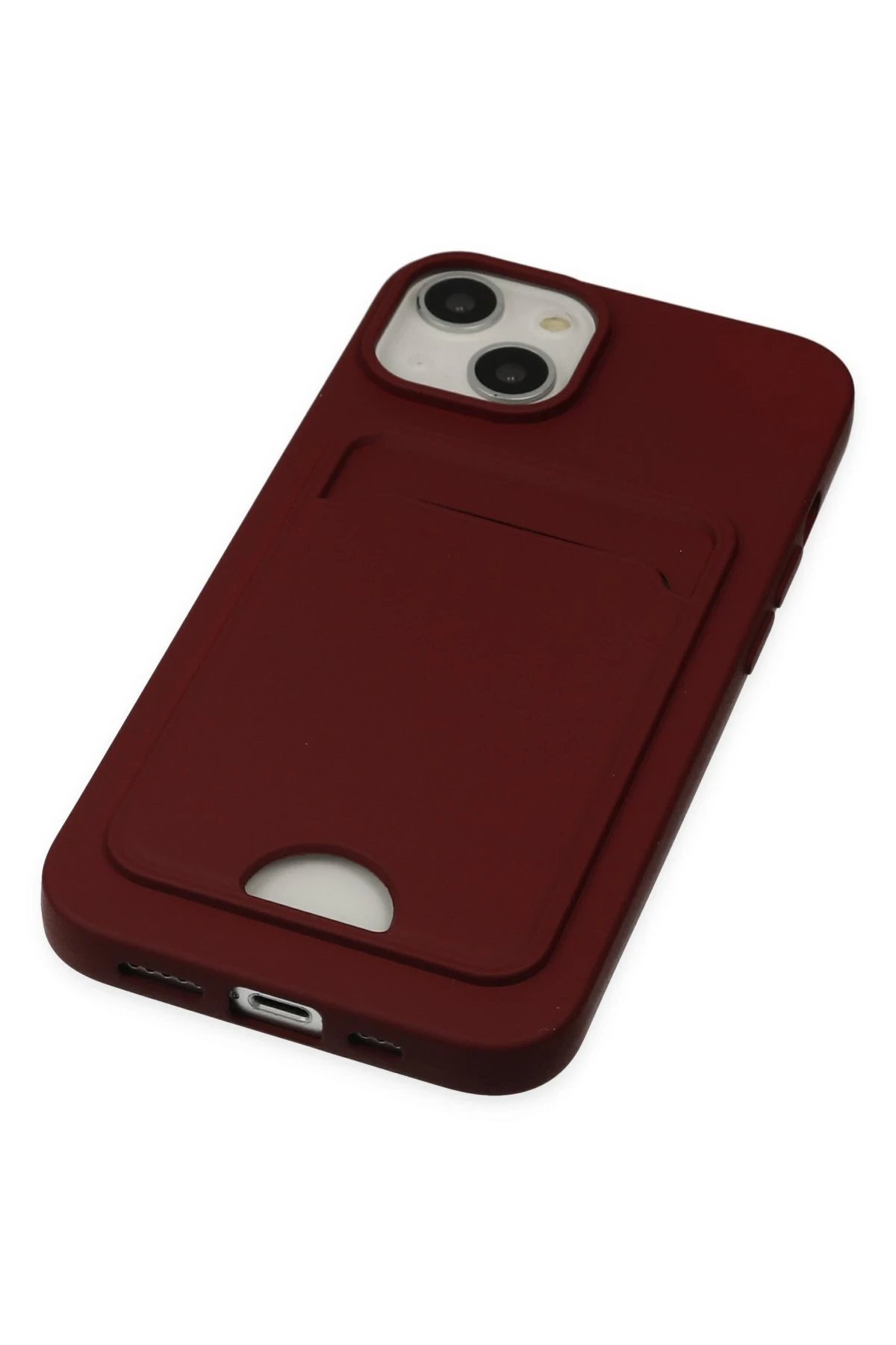 iPhone 14 Plus Kılıf Kelvin Kartvizitli Silikon - Bordo-(5796) - Görsel 5