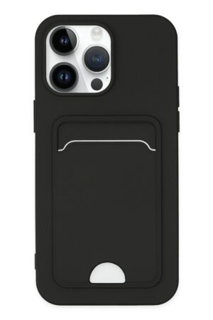 iPhone 14 Pro Kılıf Kelvin Kartvizitli Silikon - Siyah-(5796)