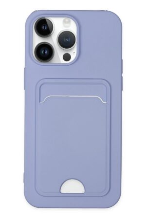 iPhone 14 Pro Kılıf Kelvin Kartvizitli Silikon - Lila-(5796)