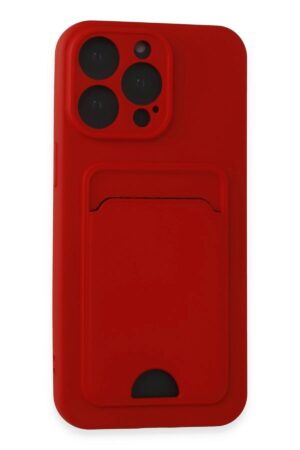 iPhone 14 Pro Max Kılıf Kelvin Kartvizitli Silikon - Kırmızı-(5796)