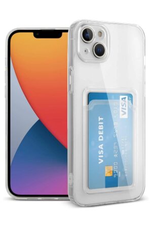 iPhone 14 Kılıf Kart Şeffaf Silikon - Şeffaf-(5796)