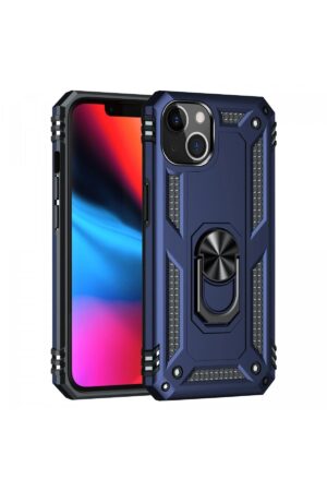 iPhone 14 Plus Kılıf Sofya Yüzüklü Silikon Kapak - Lacivert-(5796)