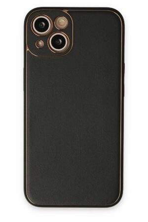 iPhone 14 Plus Kılıf Coco Deri Silikon Kapak - Siyah-(5796)