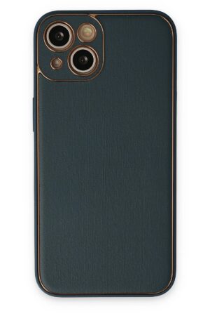 iPhone 14 Plus Kılıf Coco Deri Silikon Kapak - Yeşil-(5796)