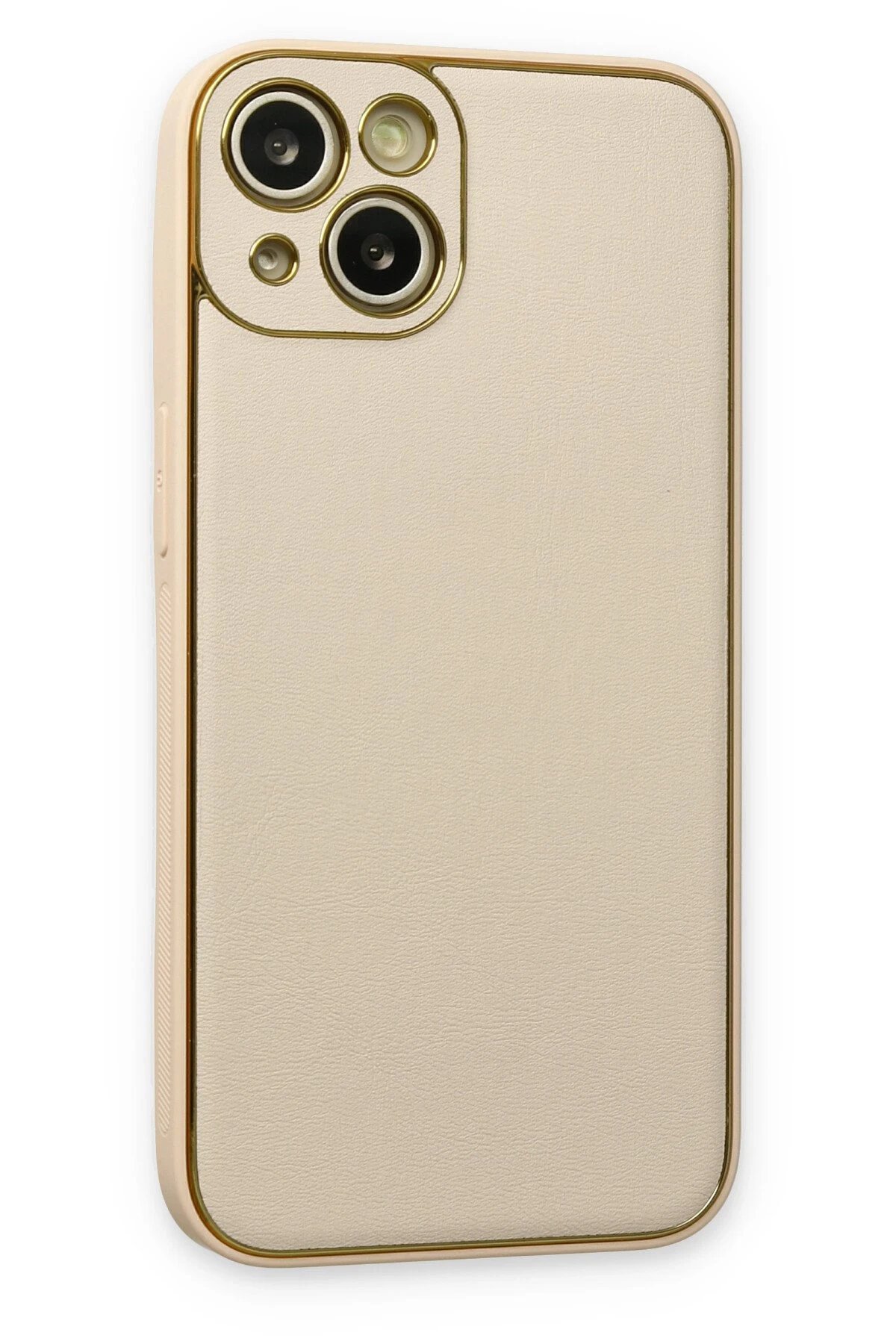 iPhone 14 Plus Kılıf Coco Deri Silikon Kapak - Gold-(5796) - Görsel 3