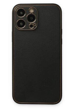 iPhone 14 Pro Kılıf Coco Deri Silikon Kapak - Siyah-(5796)