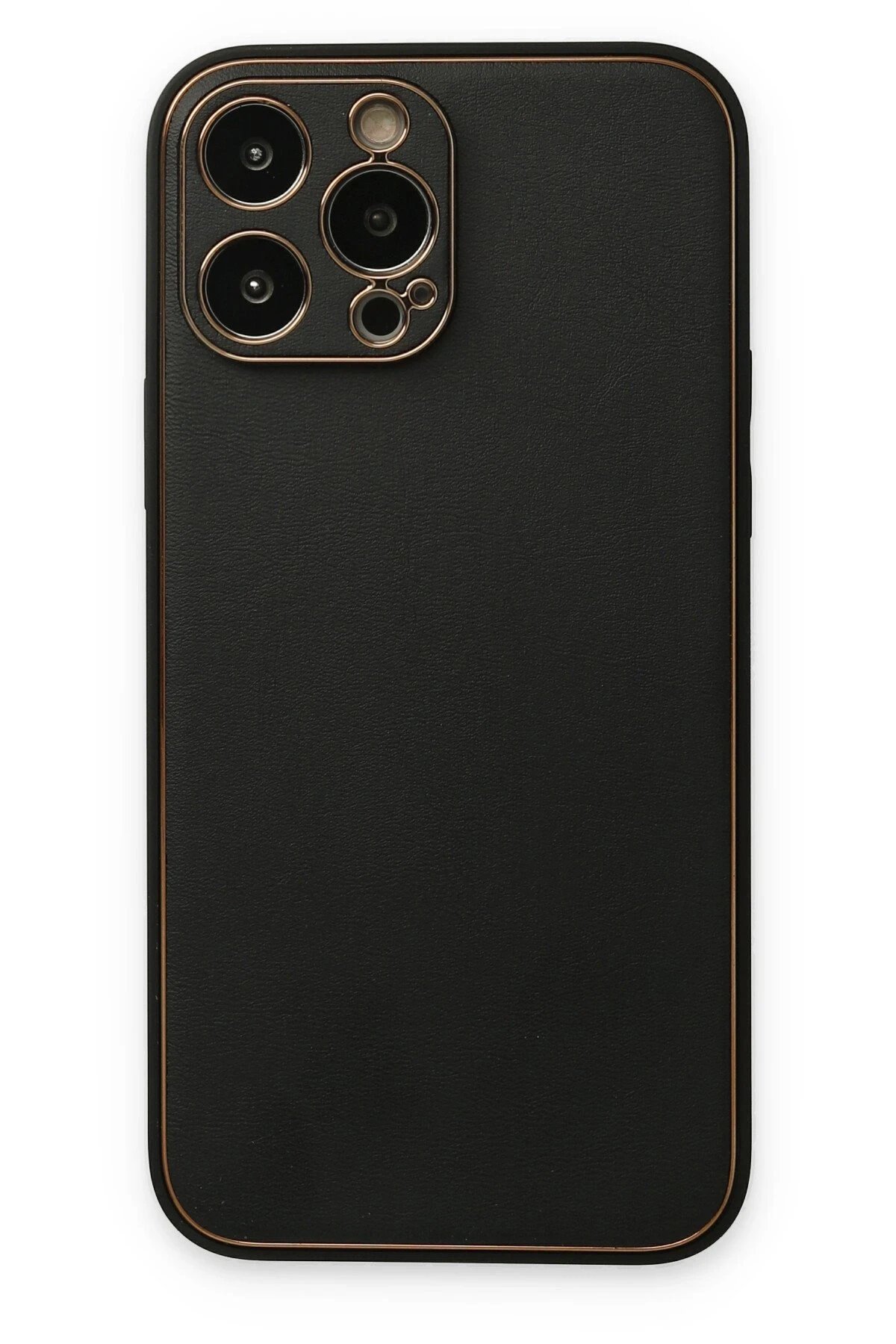 iPhone 14 Pro Kılıf Coco Deri Silikon Kapak - Siyah-(5796)