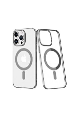iPhone 14 Pro Kılıf Element Magneticsafe Sert Kapak - Gümüş-(5796)