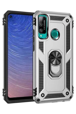 Huawei P40 Lite E Kılıf Sofya Yüzüklü Silikon Kapak - Gümüş-(5796)