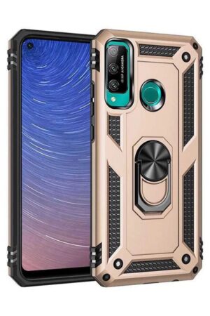 Huawei P40 Lite E Kılıf Sofya Yüzüklü Silikon Kapak - Gold-(5796)