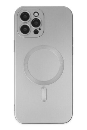 iPhone 12 Pro Max Kılıf Moshi Lens Magneticsafe Silikon - Gümüş-(5796)