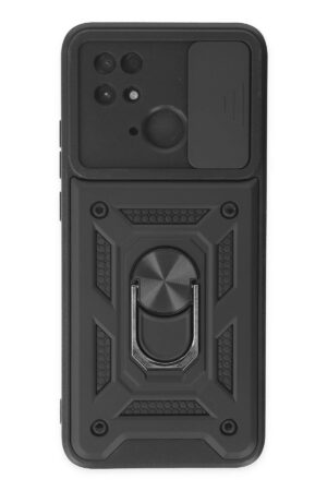 Xiaomi Redmi 10C Kılıf Pars Lens Yüzüklü Silikon - Siyah-(5796)