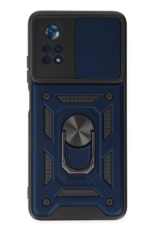 Xiaomi Poco X4 Pro 5G Kılıf Pars Lens Yüzüklü Silikon - Lacivert-(5796)