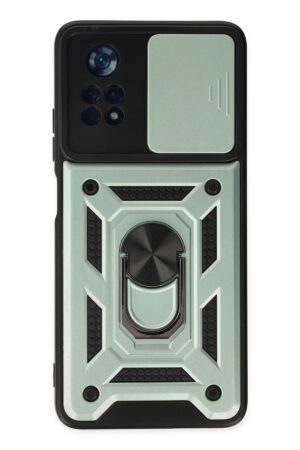 Xiaomi Poco X4 Pro 5G Kılıf Pars Lens Yüzüklü Silikon - Yeşil-(5796)