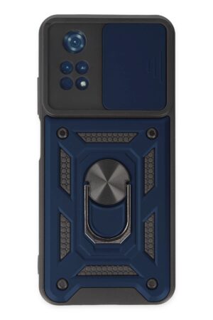 Xiaomi Poco M4 Pro 4G Kılıf Pars Lens Yüzüklü Silikon - Lacivert-(5796)