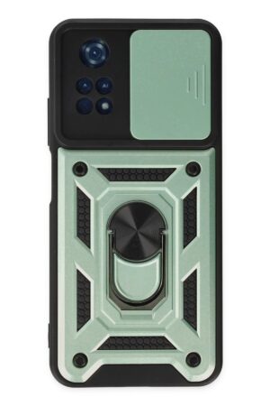 Xiaomi Poco M4 Pro 4G Kılıf Pars Lens Yüzüklü Silikon - Yeşil-(5796)