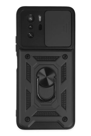 Xiaomi Poco X3 GT Kılıf Pars Lens Yüzüklü Silikon - Siyah-(5796)