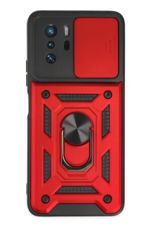 Xiaomi Poco X3 GT Kılıf Pars Lens Yüzüklü Silikon - Kırmızı-(5796)