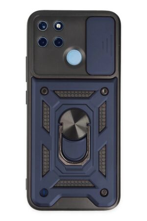 Realme C25Y Kılıf Pars Lens Yüzüklü Silikon - Lacivert-(5796)